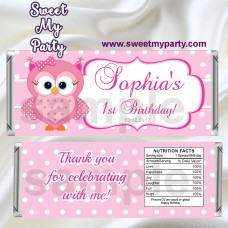 Pink Owl Candy Bar Wrappers,Pink Owl Birthday Candy Bar Wrappers,(04ok)